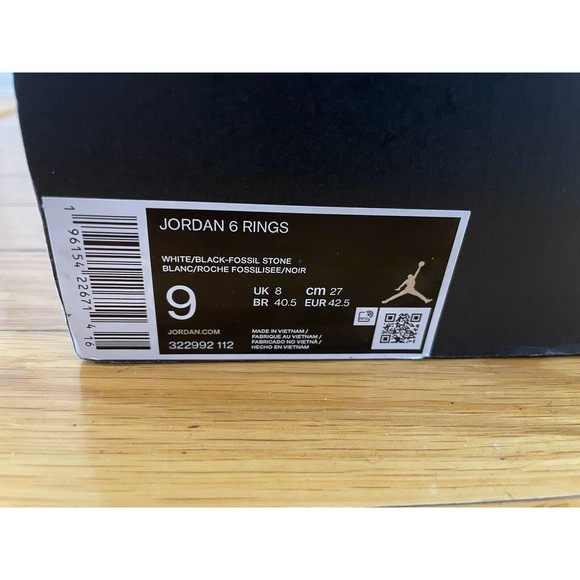 Nike Air Jordan 6 Rings Shoes "Fossil Stone" White 322992-112 Mens Size 9 NIB - Picture 7 of 7